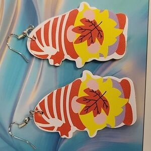 Fall Thanksgiving Autumn Gnome Tear Drop Earrings Gnome